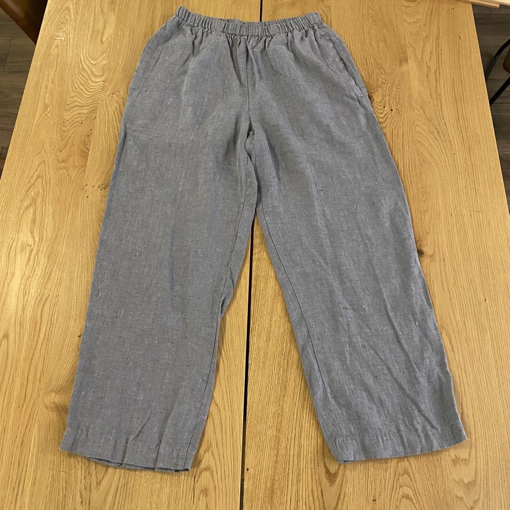 FLAX linen pants Women's Small Blue/Gray by Jeanne Engelhart*